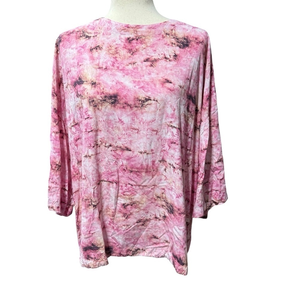 Soft Surroundings Abilene Printed Tunic Top 1X Magenta Pink Valentines Abstract